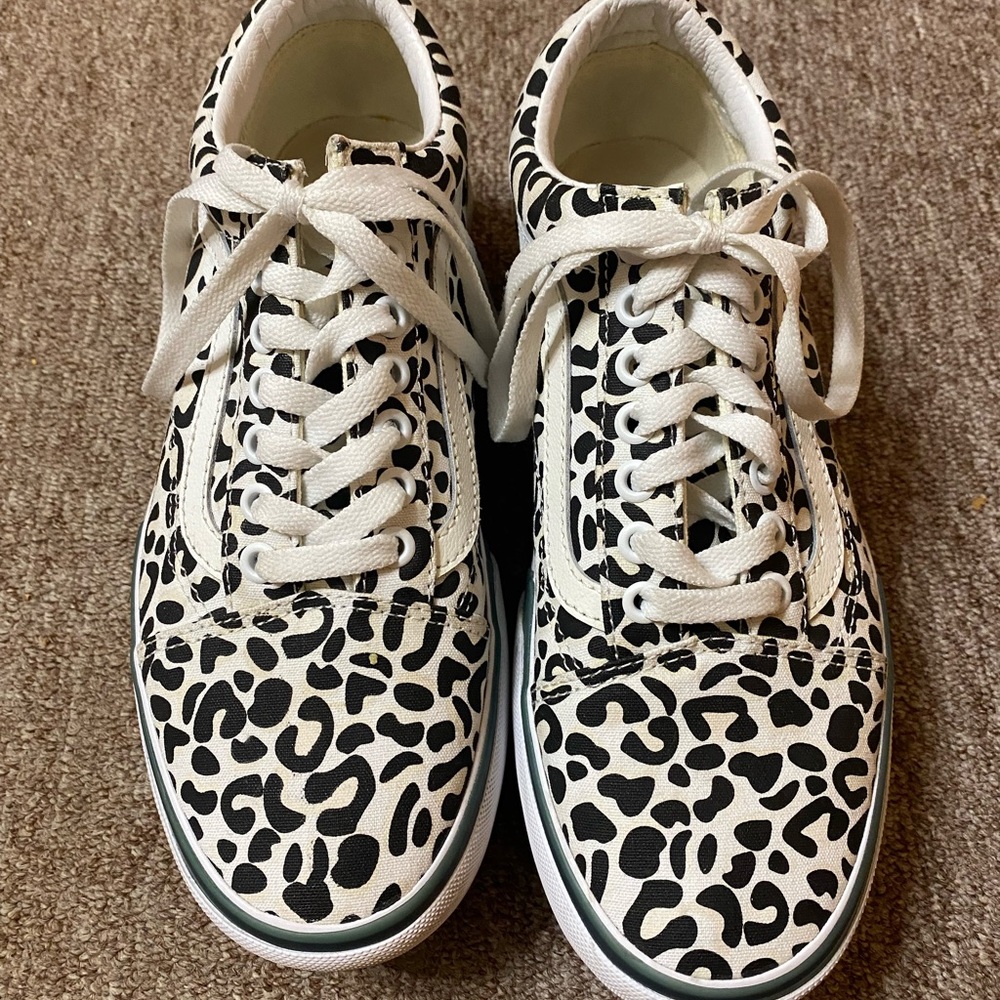 Vans Black and White Animal Print Sneakers